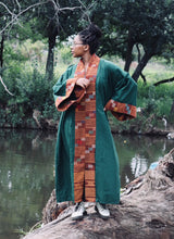 Load image into Gallery viewer, Deep Green Kente Loeto Kimono
