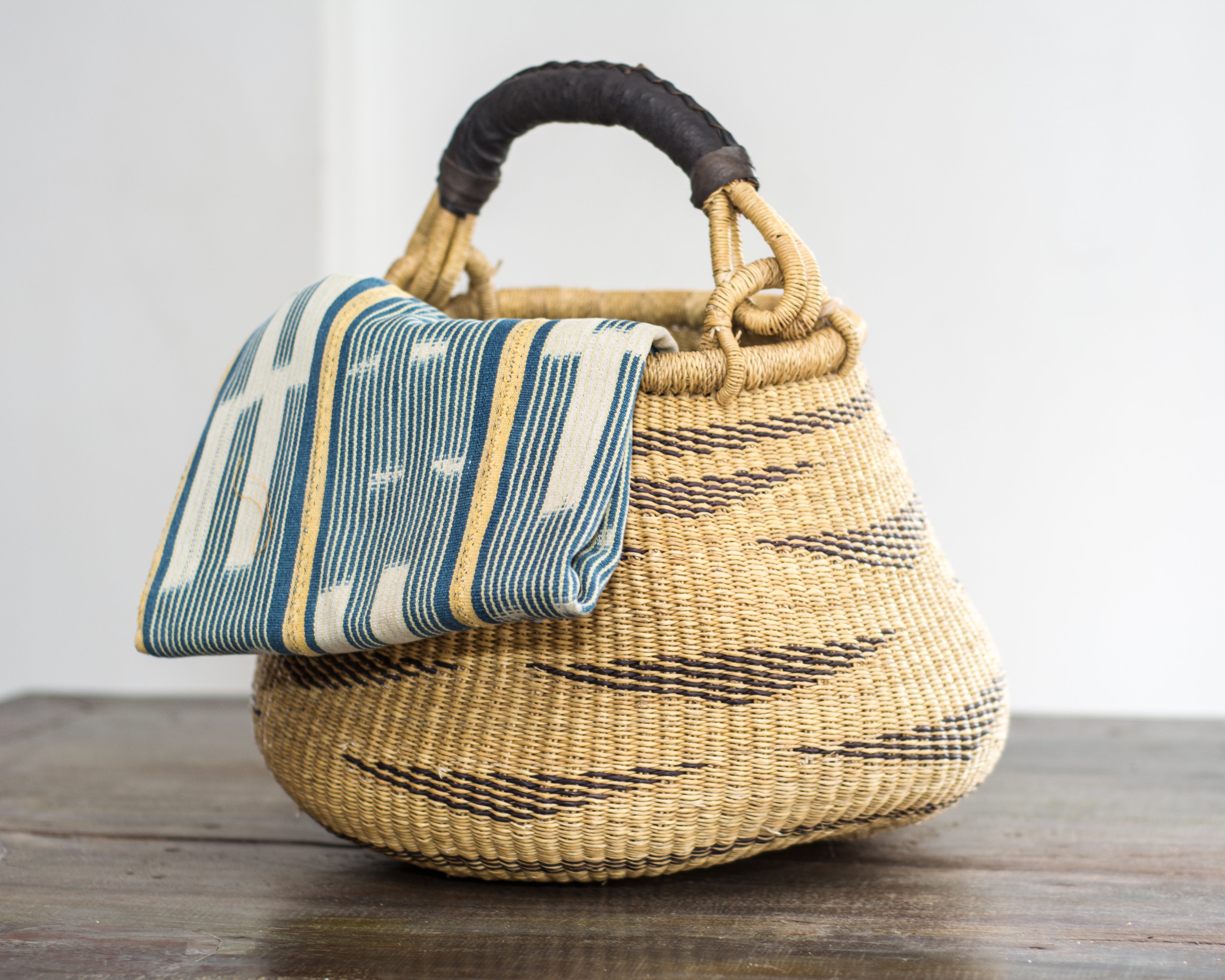 Small Leather Handle Basket