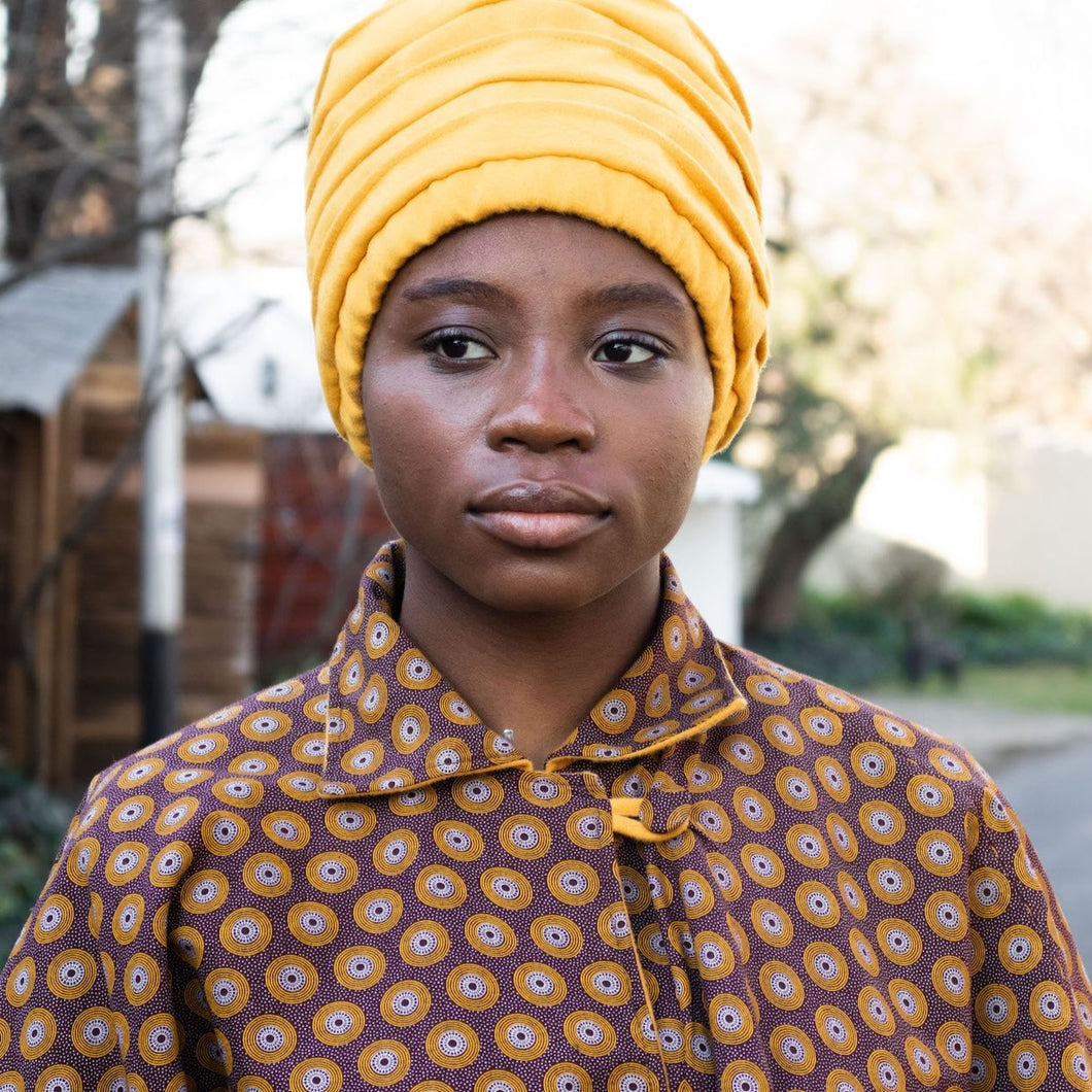 KHAWA Yellow and Brown Shweshwe Reversible Coat